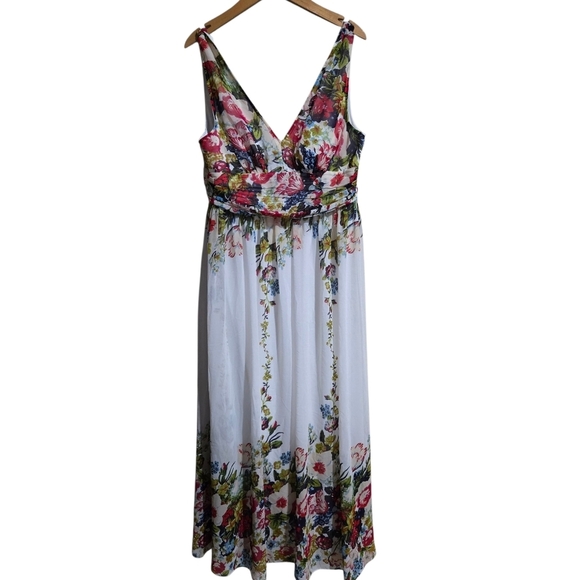 Ever Pretty Women's Size Xl Floral V-Neck Maxi Dress - Picture 2 of 7